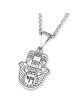 Sterling Silver Hamsa Necklace with Chai